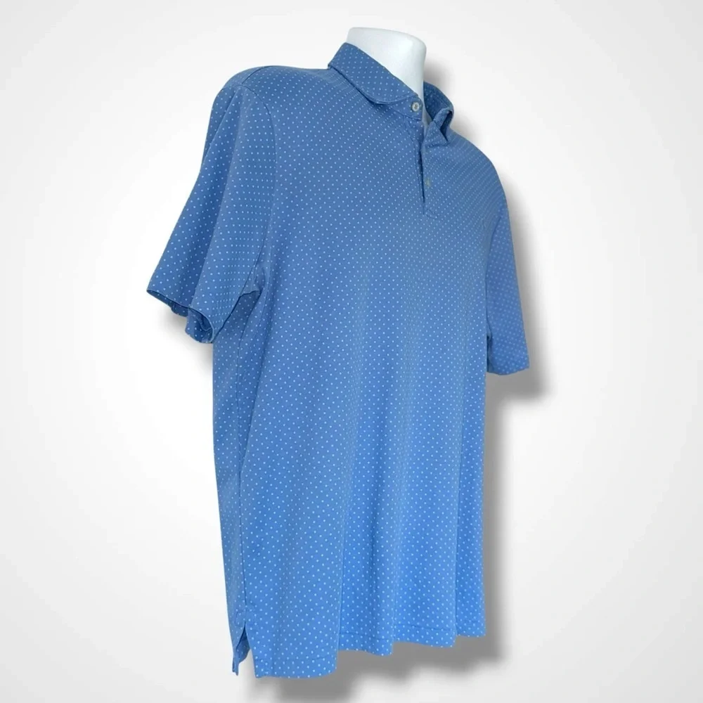 Polo Ralph Lauren Men’s Polo Shirt – Blue Polka Dot Classic Fit – Size Large
